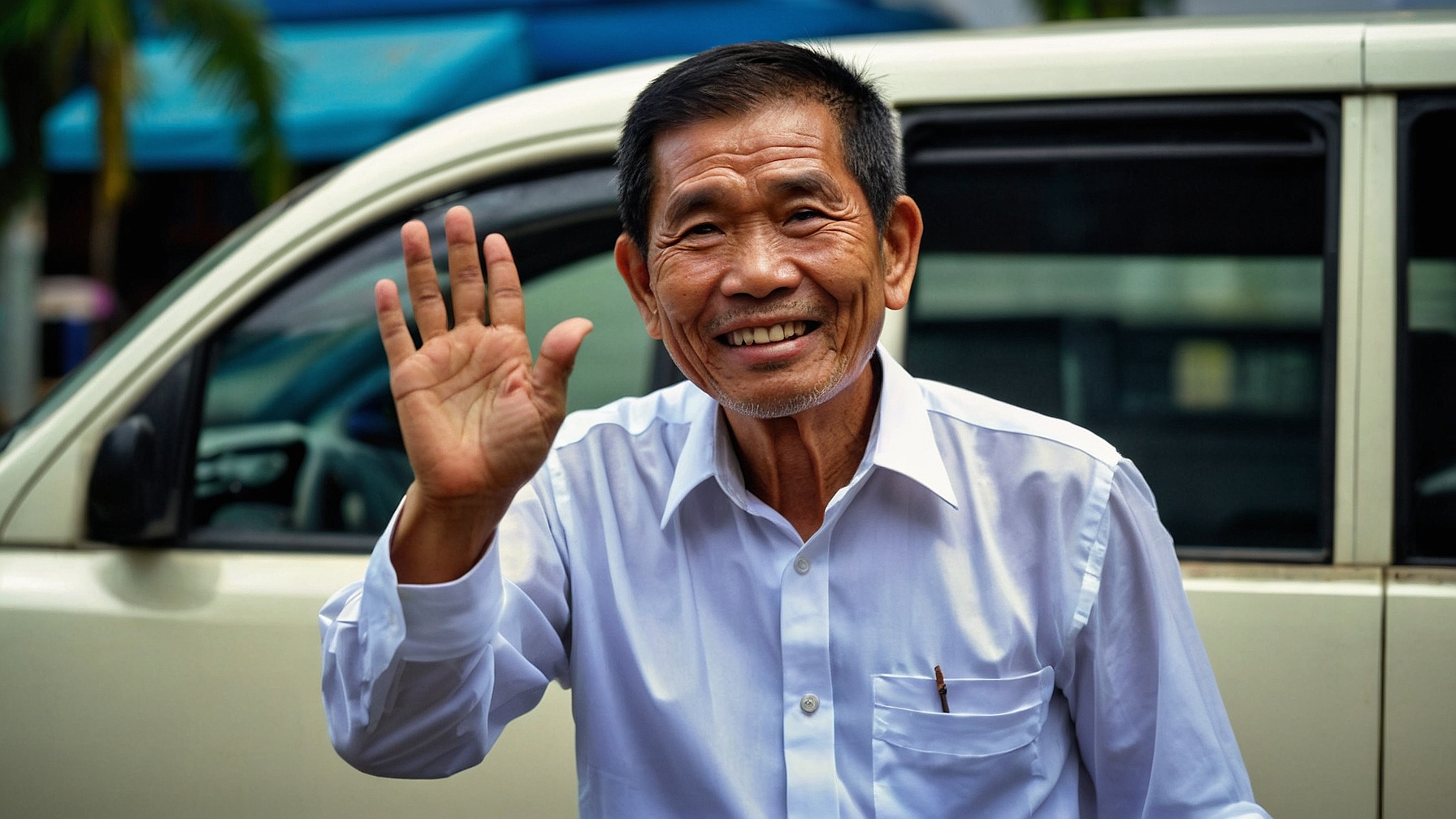 driver wave Bangkok taxi