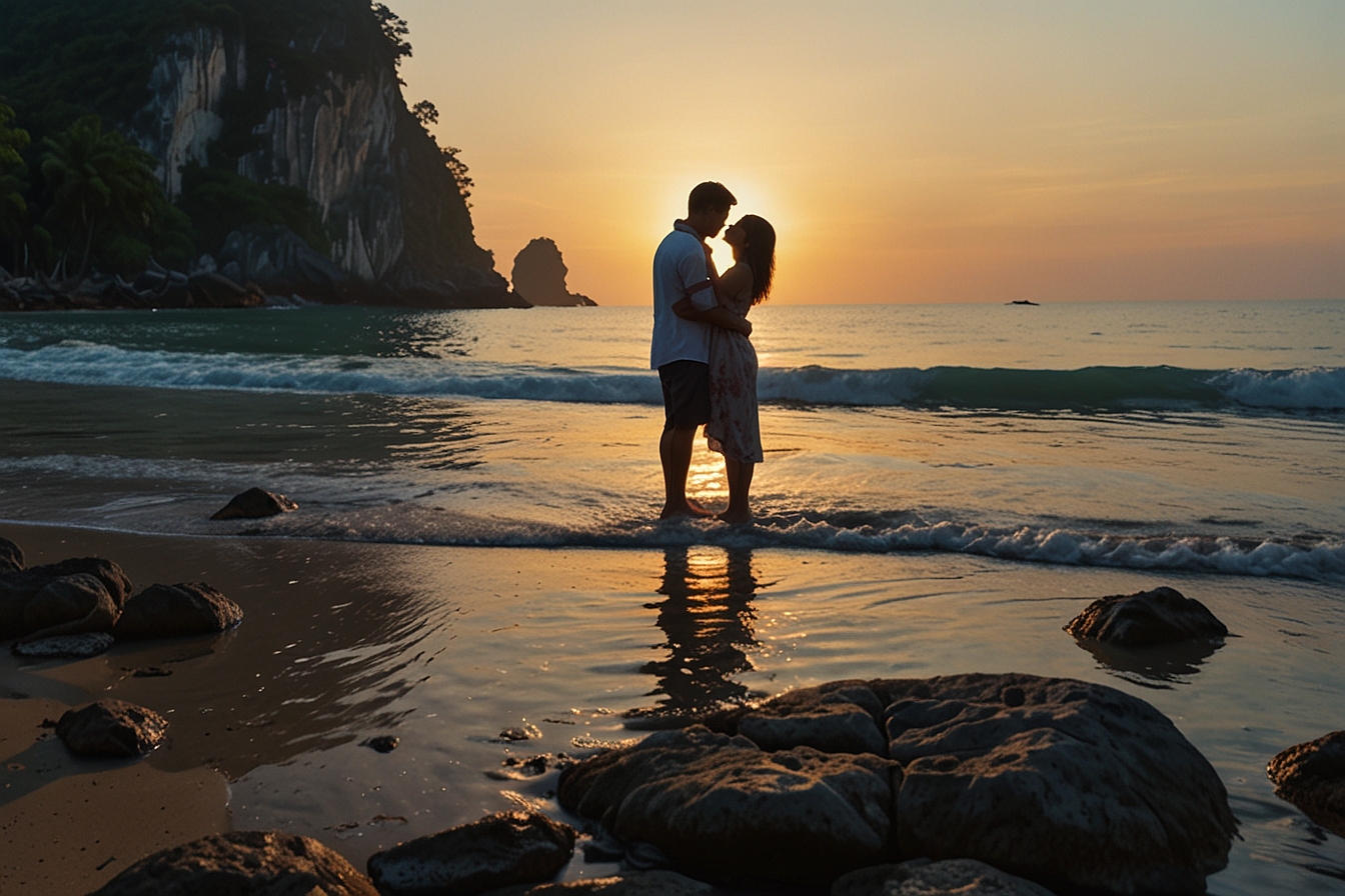 Luxury infinity pool at one of the secret resorts of Koh Samui overlooking the jungle and Gulf of Thailand